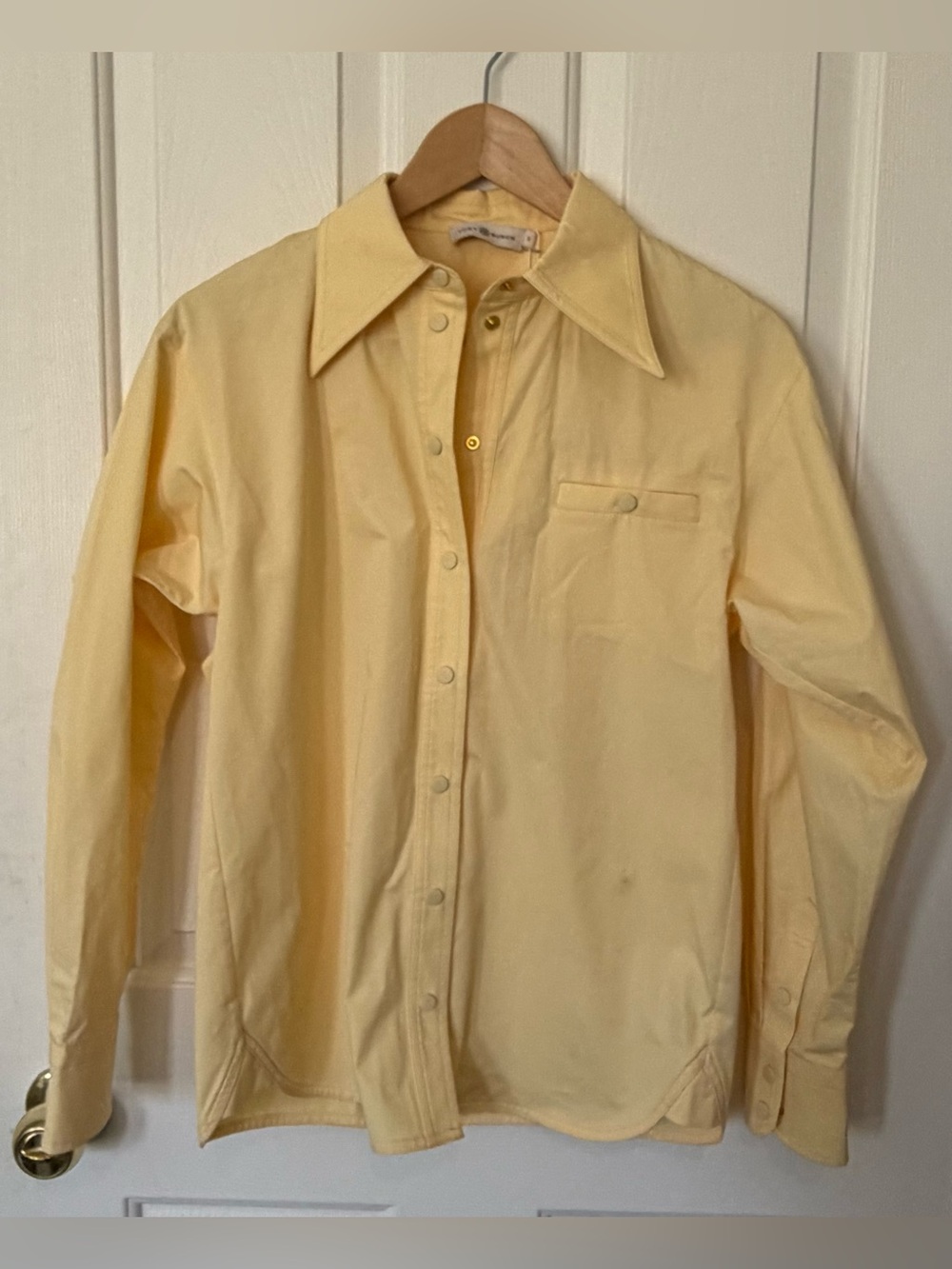 Tory Burch Pale Yellow Blouse with Logo Tag